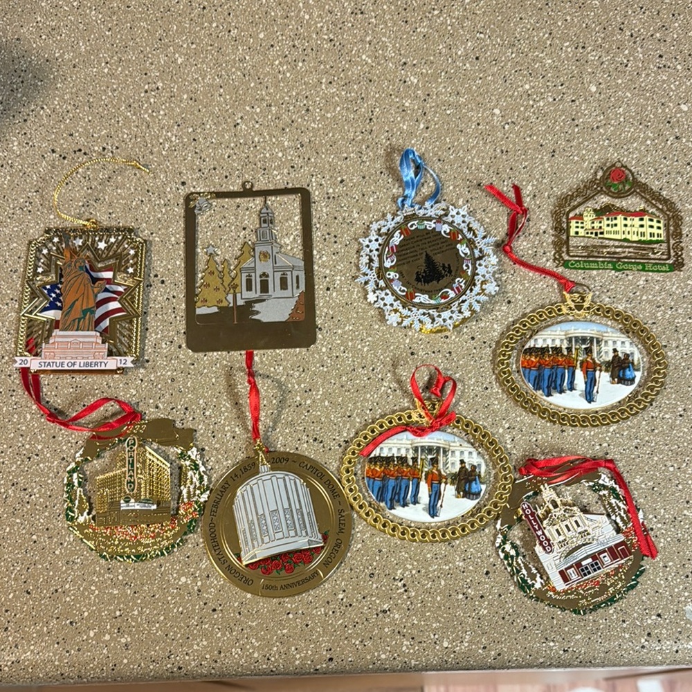Gold and Red Holiday Ornaments Set